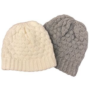 NWOT Set of 2 Cozy Cabin Thick Insulated Knit Beanie Hat Bundle Gray & White